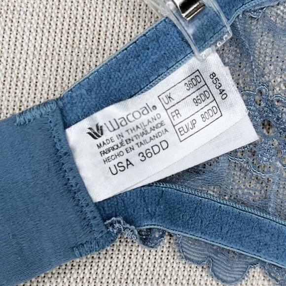 Wacoal French Garden Contour Bra sz 36DD * T-Shirt Bra Lace Band Slate Blue - Picture 6 of 7